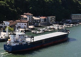 Un buque de carga entrando en el puerto de Pasaia.