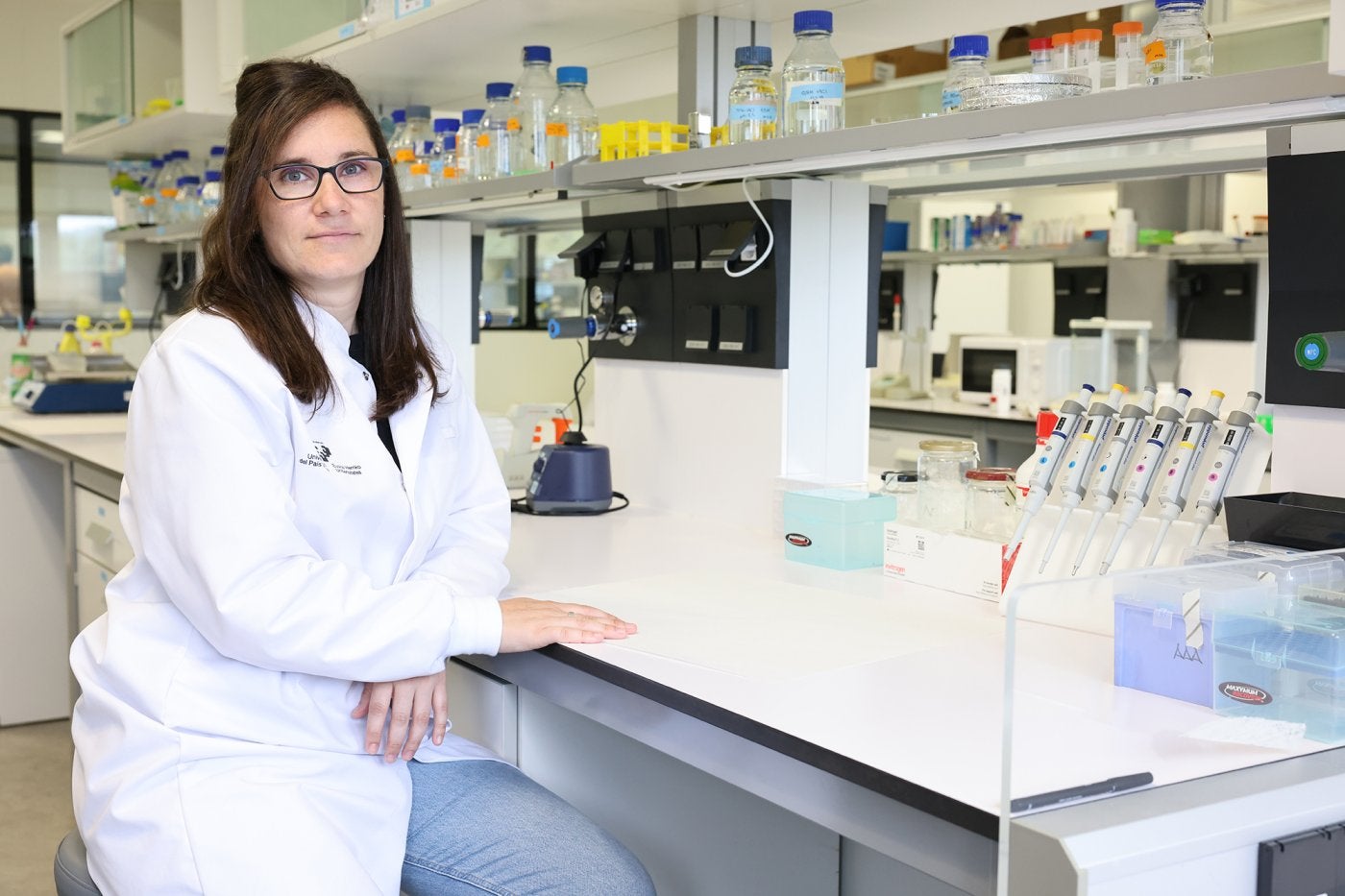 Amaia Arruabarrena-Aristorena en el laboratorio.