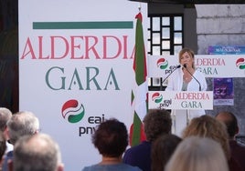 La presidenta del Gipuzko Buru Batzar, María Eugenia Arrizabalaga, este jueves en Mutriku.