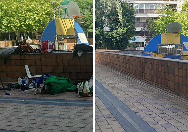 El área deportiva de la plaza Cofradías, antes y después.