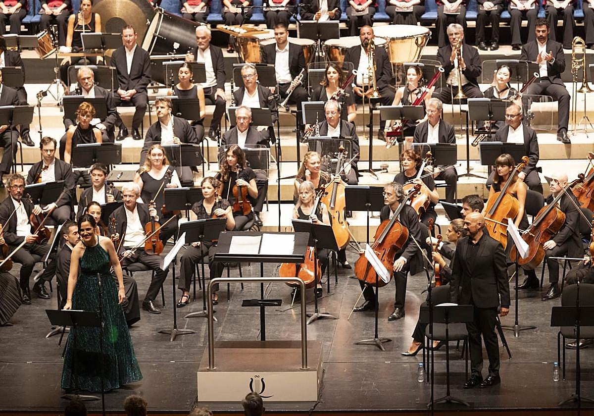 Un momento de la velada de la ópera 'Amaya' de Guridi en versión concierto anoche en el Kursaal.
