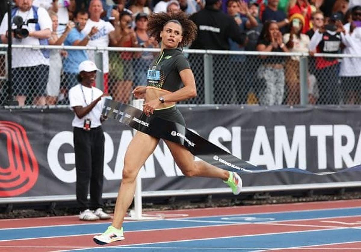 La vallista Sydney McLaughlín, en una de las etapas de la efímera Grand Slam Track.