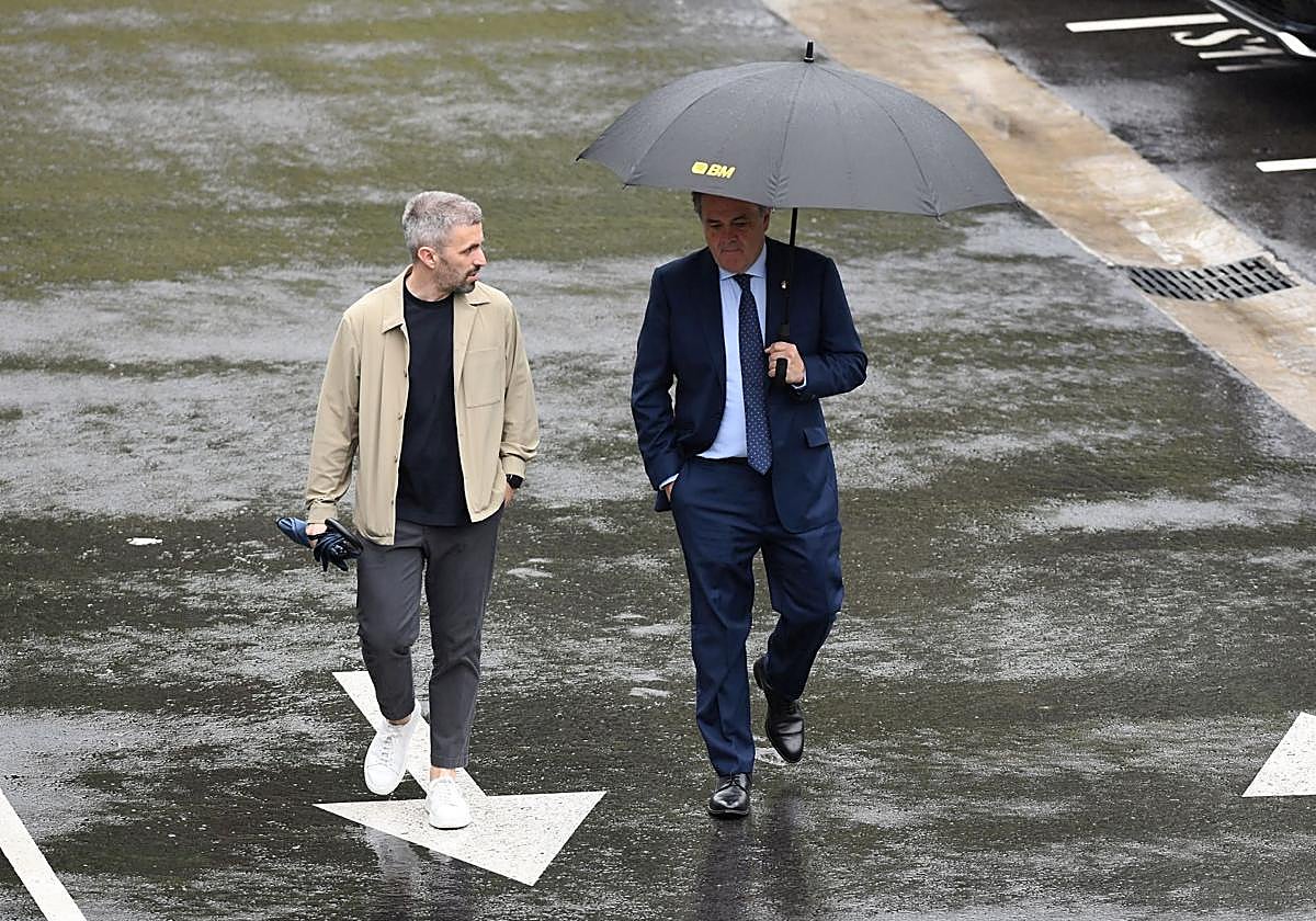 Bretos y Aperribay, durante un entrenamiento en Zubieta