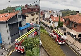 La maniobra de un camión de bomberos en una de las calles más estrechas de San Sebastián