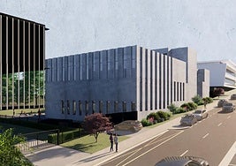 Montaje del futuro edificio especializado en rehabilitación situado en Miramon.