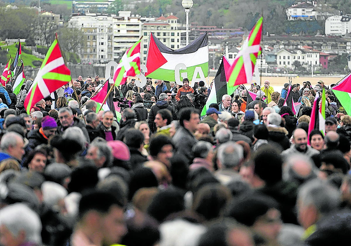 Protesta a favor del pueblo de Palestina en San Sebastián