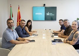 Gorka Elejabarrieta, Oihana Etxebarrieta y Igor Zulaika, por parte de Bildu; y Héctor Tejero, Gabriel Ortega y Ana Tejero, por parte de Más Madrid.