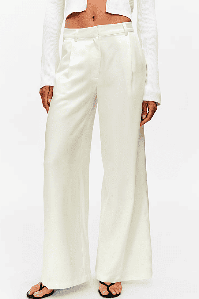 Pantalón de satén blanco