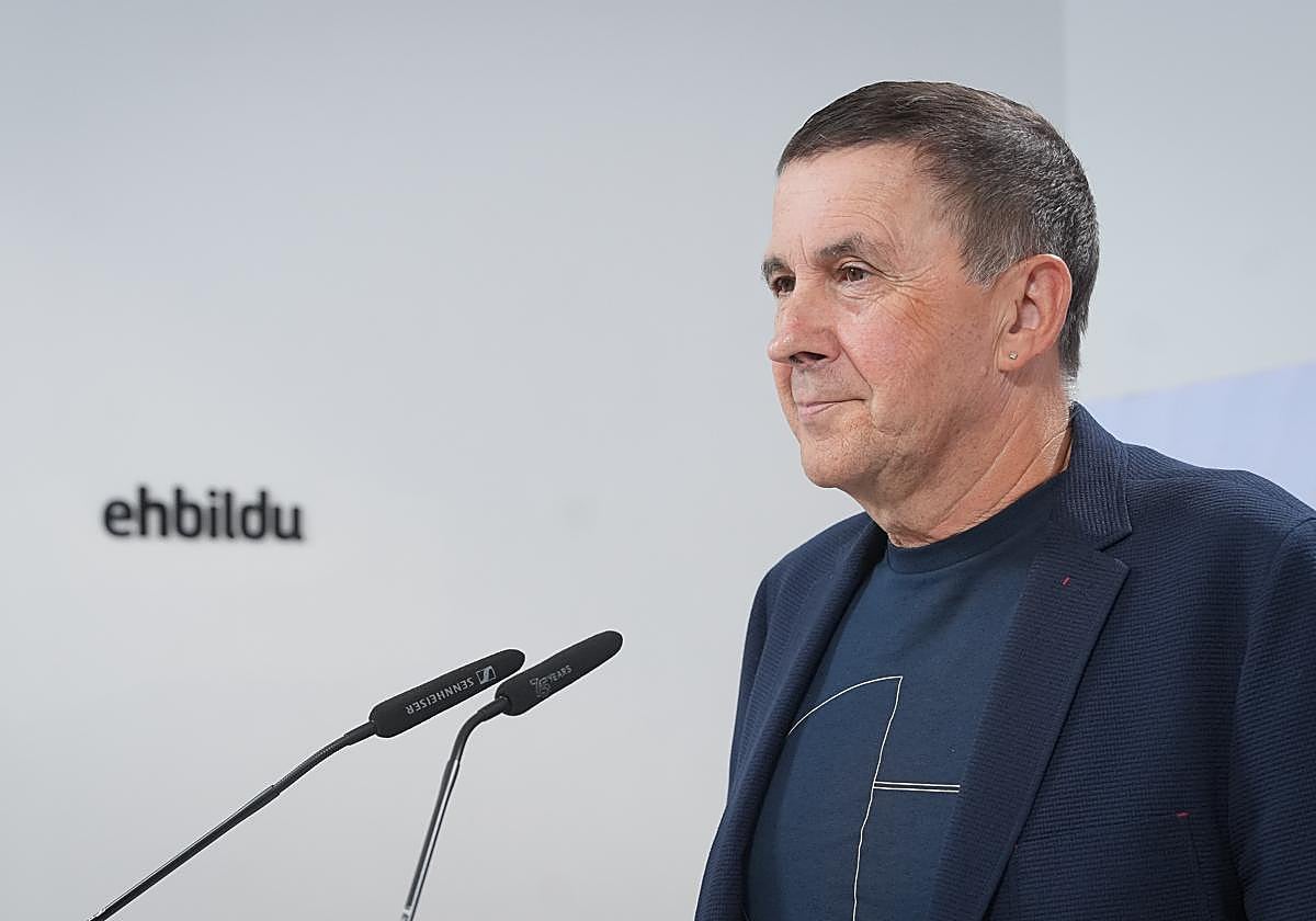 El secretario general de EH Bildu, Arnaldo Otegi, en una rueda de prensa.