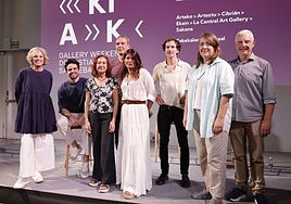 Galeristas y organizadores de la iniciativa, este miércoles en Tabakalera, en la presentación de Irekiak Gallery Weekend.