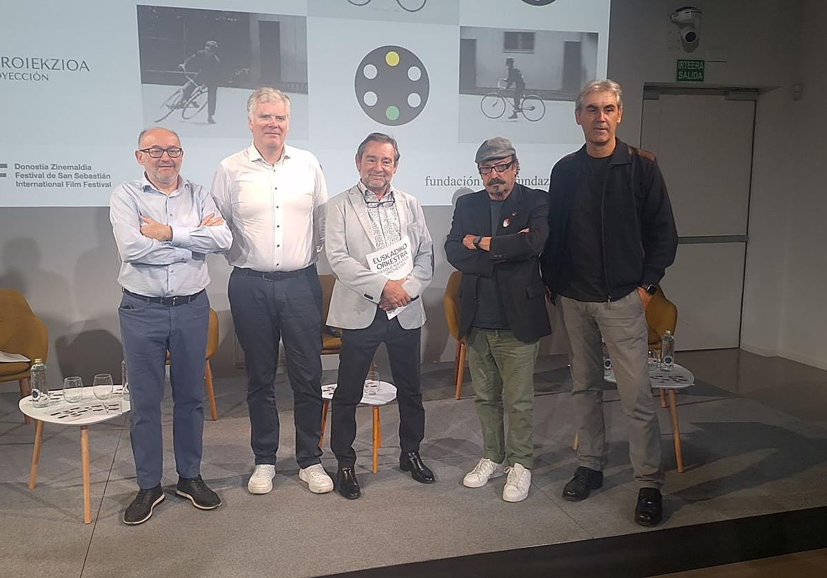 Rebordinos, Miranda, Ugarte, Lasuen y Ocón, este miércoles, en la presentación del 'Concierto & Proyección'.