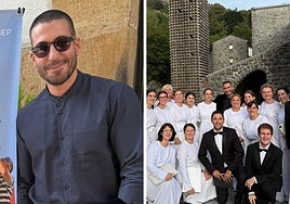 Miguel Ángel Silvestre, en el santuario de Arantzazu junto al Orfeón Donostiarra.
