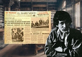 Steven Spielberg en el Festival de Cine de 1975 y portada de DV con la presentación de 'Tiburón'.