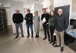 Joxean Fernández, Carlos Muguiro, Edurne Ormazabal y José Luis Rebordinos en una presentación del archivo documental del Zinemaldia.