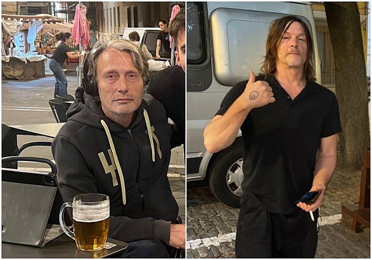 Mads Mikkelsen y Norman Reedus en Pamplona.