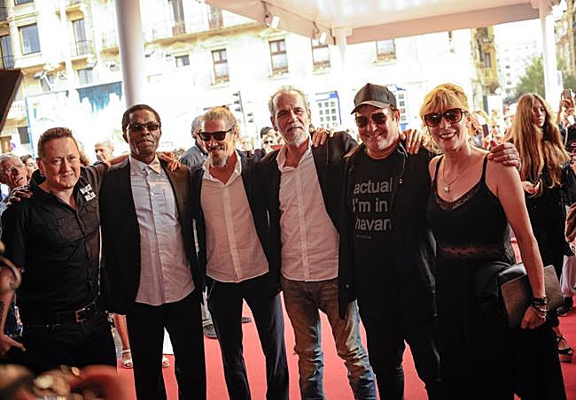 Bankolé junto a Muguruza en la presentación de 'Black is beltza' en el Zinemaldia de 2018