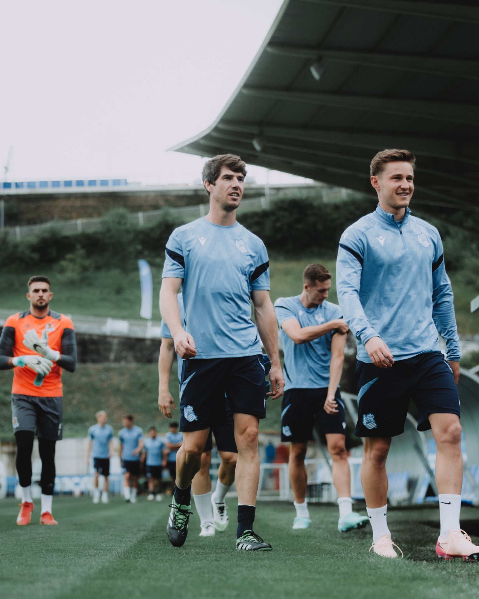 Aritz y Turrientes durante un entrenamiento de esta temporada