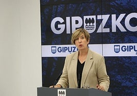 La portavoz foral, Irune Berasaluze, durante la rueda de prensa del Consejo de Gobierno.