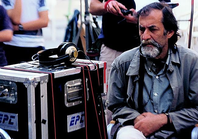 Barea en el rodaje en 2003 de 'El coche de pedales', su segunda película como director.