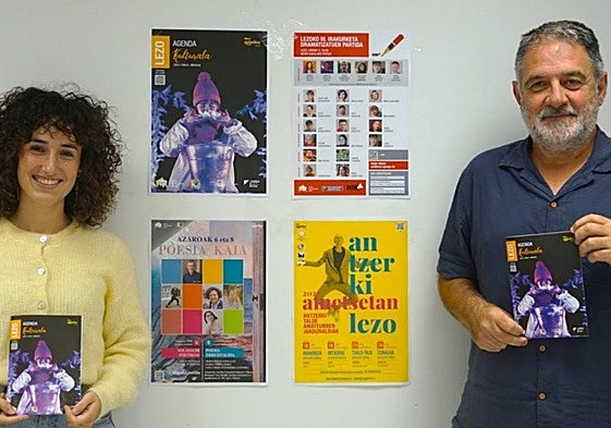 Ainhoa Salaberria y Jon Legorburu durantela rueda de prensa de presentación de la programación de cultura de otoño.