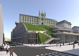 Aspecto que tendría el centro comercial en la esquina de Easo con la cuesta de Aldapeta.