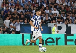 Jon Martin, en el partido que jugó con la Real frente al Espanyol.