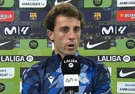 Odriozola atiende emocionado a los medios de LaLiga tras el encuentro.