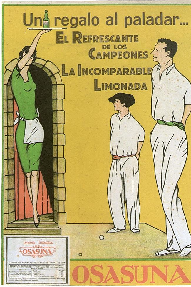Pedro Antequerra Azpiri, siempre ingenioso, imaginó esta publicidad para Limonada Osasuna.