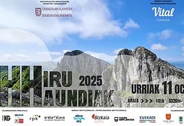 Cartel de la prueba de montaña Hiru Haundiak que se disputará el próximo día 11.