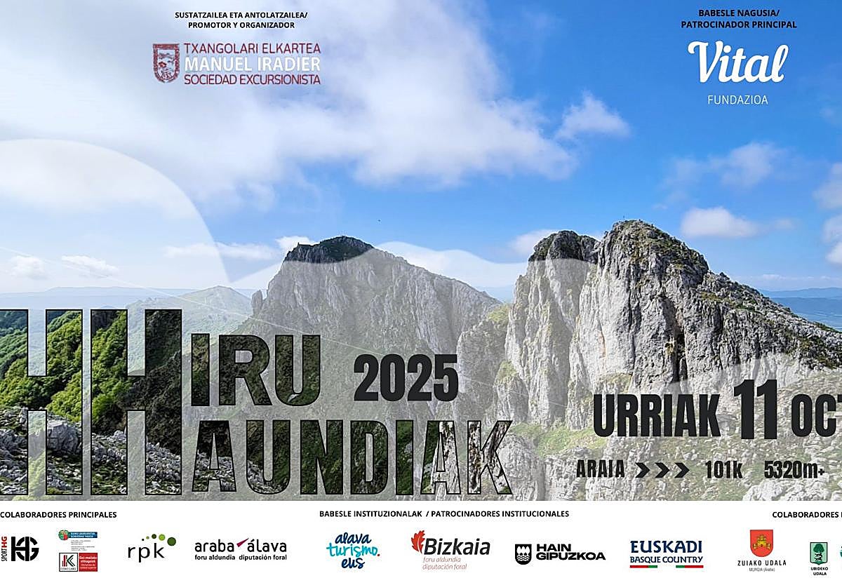 Cartel de la prueba de montaña Hiru Haundiak que se disputará el próximo día 11.