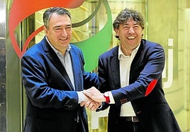 Aitor Esteban y Eneko Andueza, en un encuentro mantenido el pasado mes de mayo.