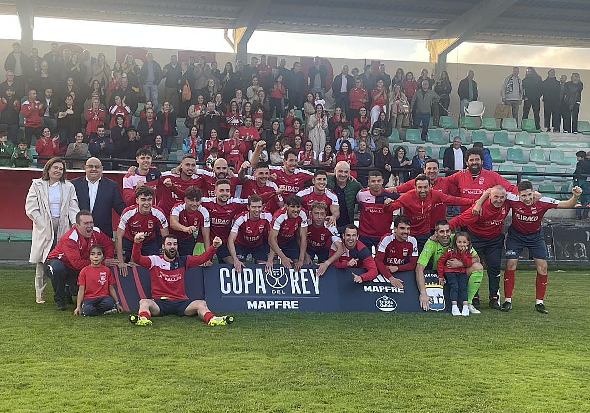La SD Negrerira celebra su clasificación para la primera ronda de la Copa del Rey.