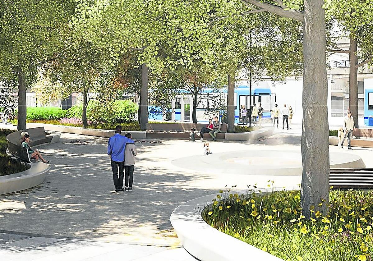 La renovada plaza Zaragoza, cuyas obras empezarán en el último trimestre del año que viene, contará con espacios accesibles, árboles de copa y cobertura vegetal y espacios de estancia.