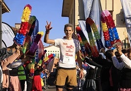 Momento en el que Julen Martínez de Estíbariz se proclama ganador del Hiru Haundiak.