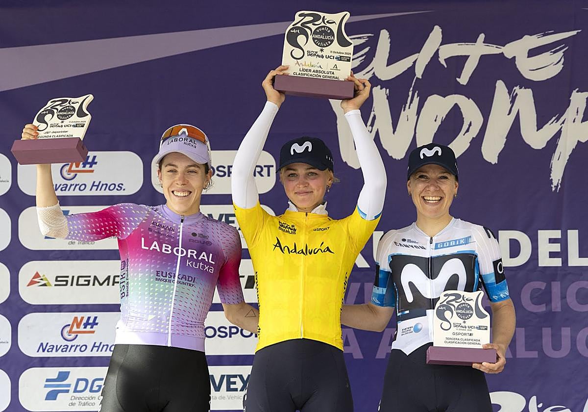 Usoa Ostolaza, Catrin Ferguson y Mareille Meijering conforman el podio de la Vuelta a Andalucía