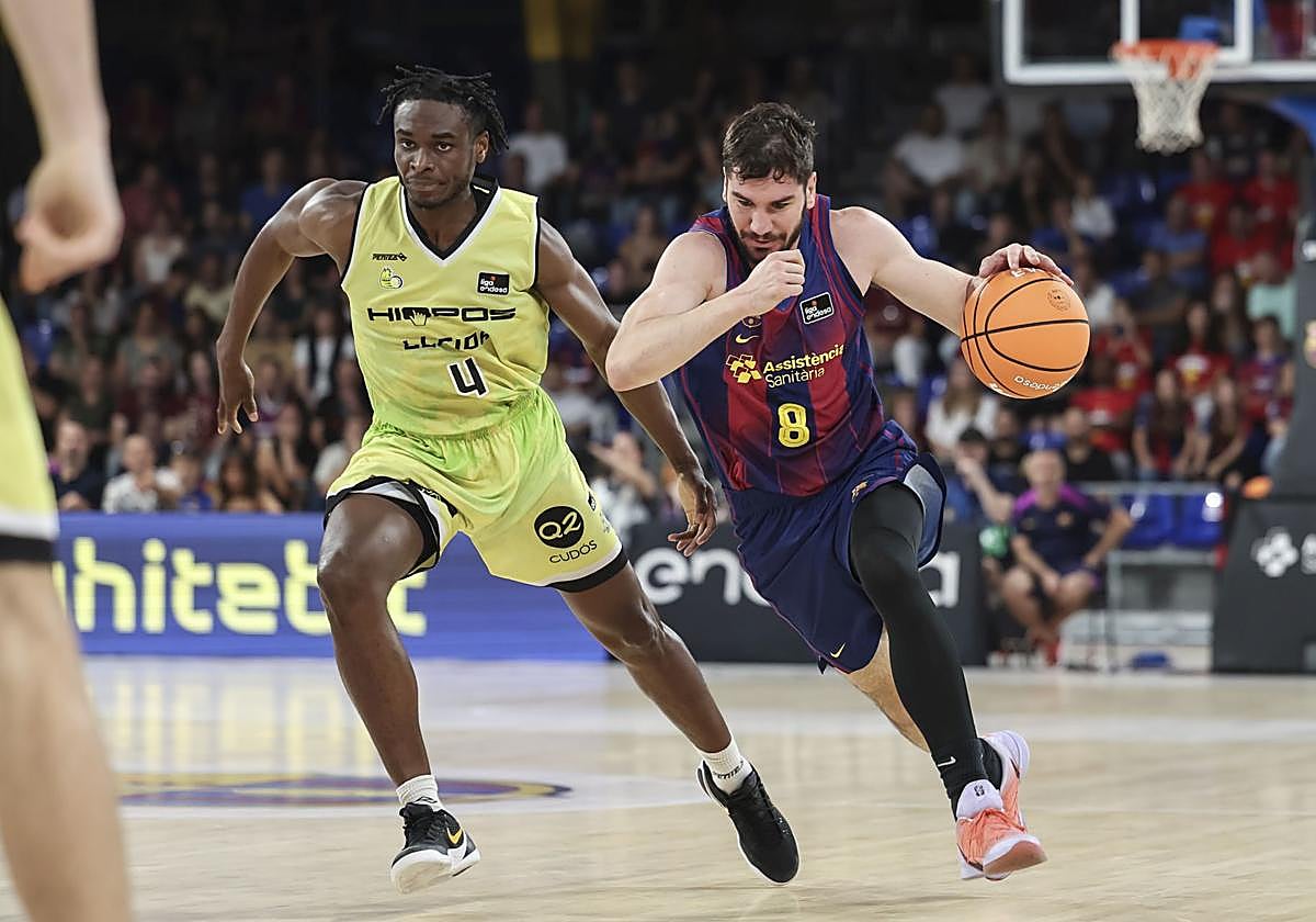 Darío Brizuela en una acción del duelo entre el Barcelona y el Hiopos Lleida.