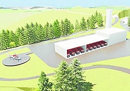 Imagen del parque de bomberos proyectado en la zona de Aritzeta, en el término municipal de Usurbil.