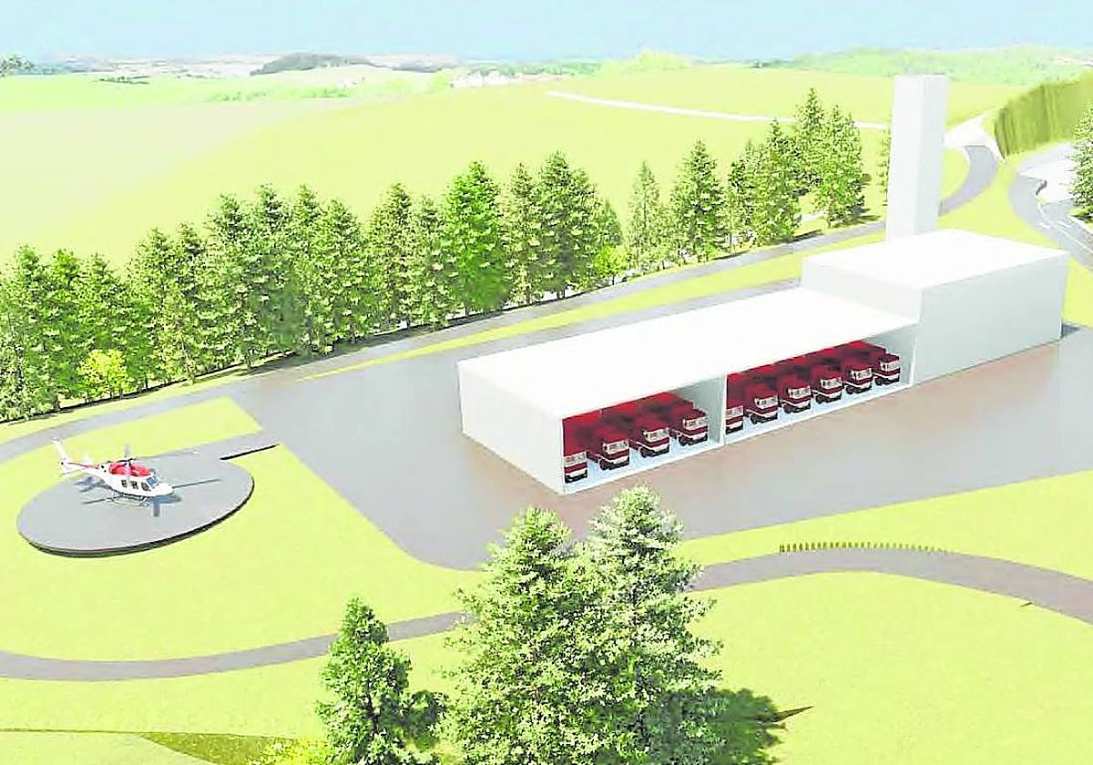 Imagen del parque de bomberos proyectado en la zona de Aritzeta, en el término municipal de Usurbil.