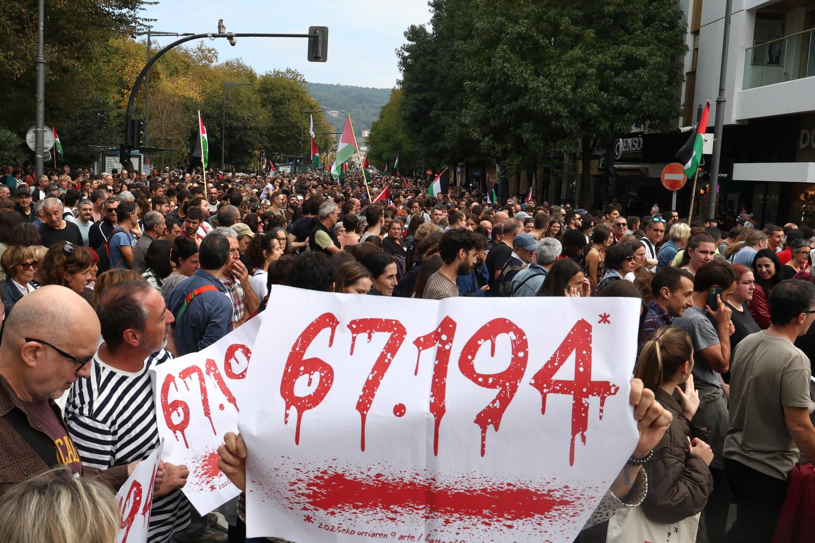 Manifestación en Donostia en apoyo a Palestina