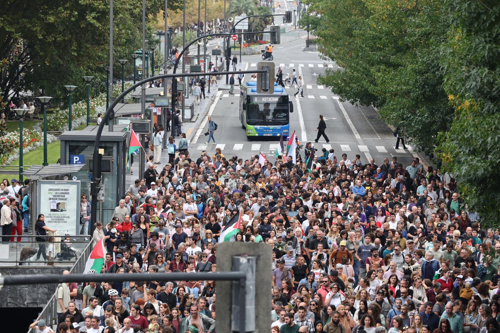 Manifestación en Donostia en apoyo a Palestina