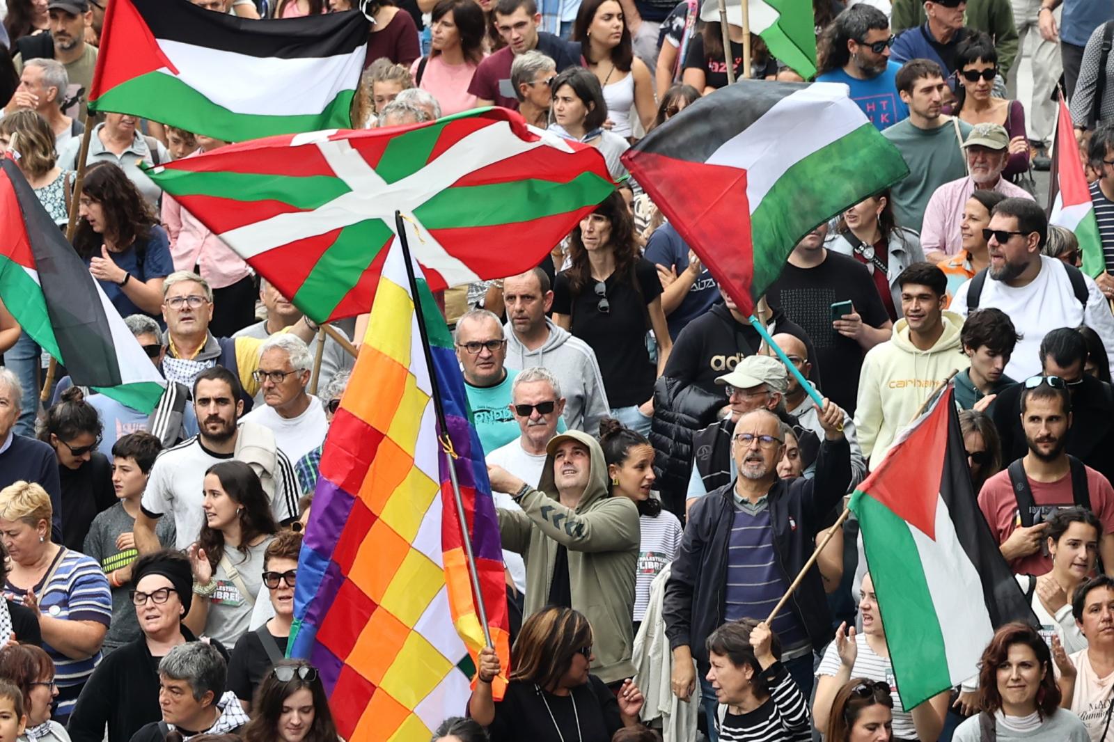 Manifestación en Donostia en apoyo a Palestina