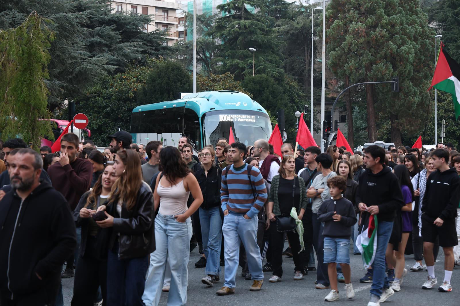 Sentada por Palestina en la entrada a San Sebastián