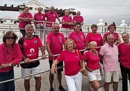 Varios miembros de la marea roxa en su salida por Benidorm.