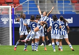 celebración de las jugadoras de la Real