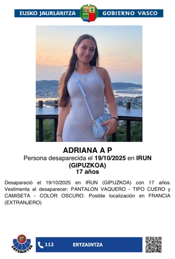 Localizada la menor de 17 años desaparecida en Irun