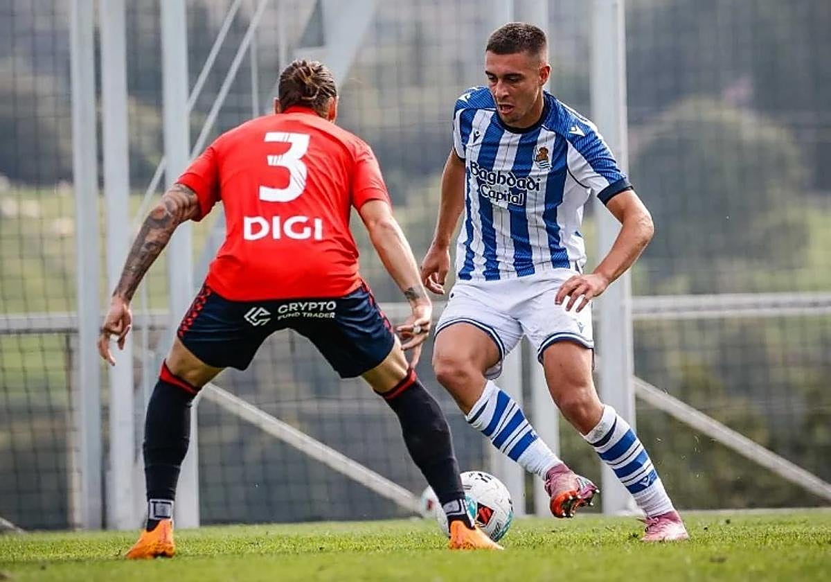 Karrikaburu anotó un doblete el pasado 9 de octubre en el amistoso ante Osasuna disputado en Zubieta