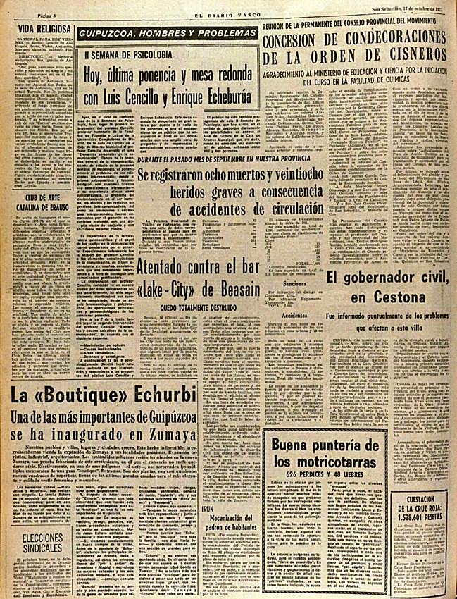 Página completa que ofreció EL DIARIO VASCO el 17-X-1975.
