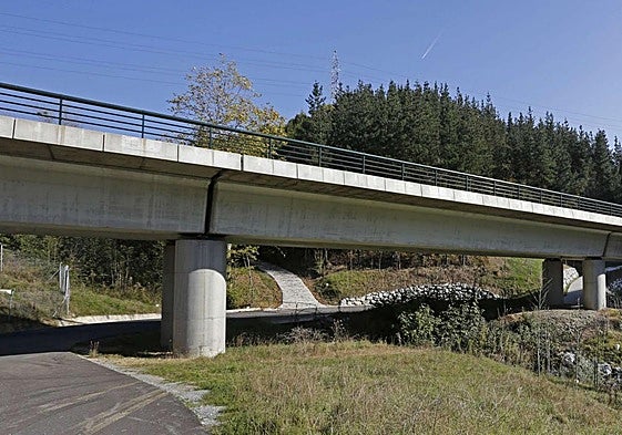 Obras de construcción del TAV entre Beasain y Ezkio, en 2024.