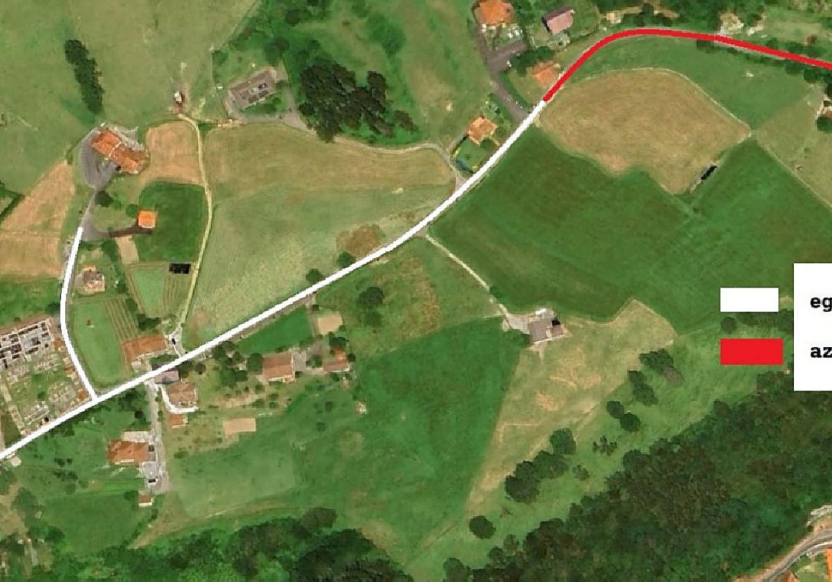 Zuriz ikusten da orainartean egindako lanak eta, gorriz, gelditzen dena.