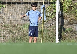 Kubo, durante una sesión de la semana pasada antes de volver a lesionarse